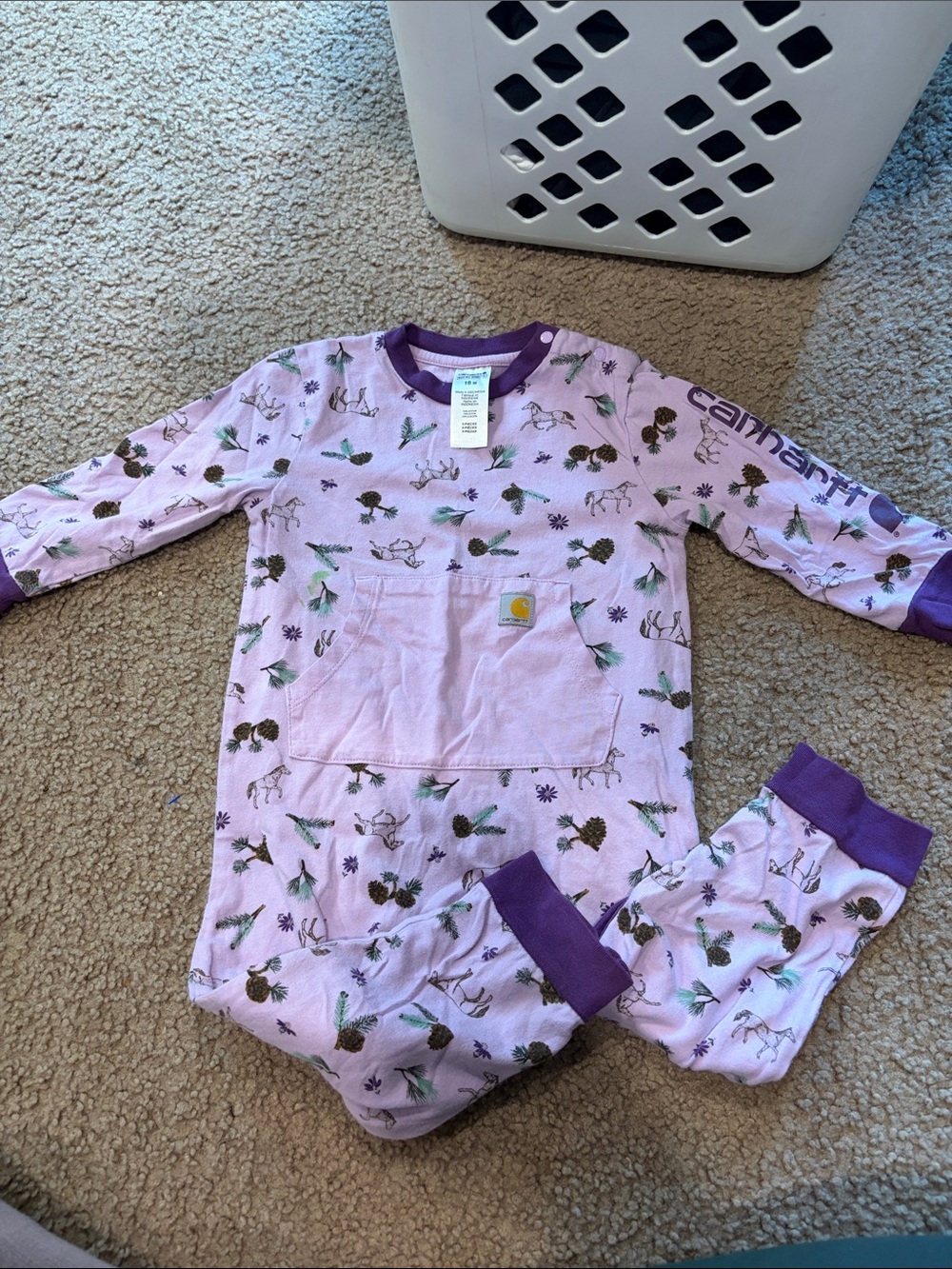 B32 Carhartt Girls' Purple 1pc LS, 18 months